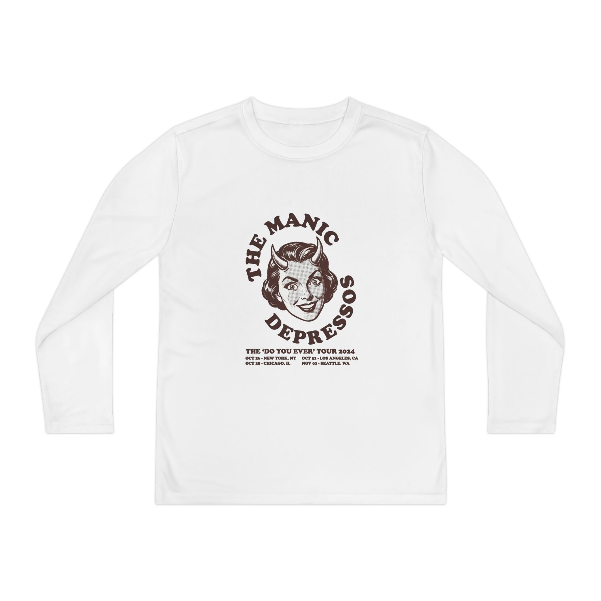 Youth Long Sleeve Tee — Vintage “The Manic Depressos” Band Logo Shirt