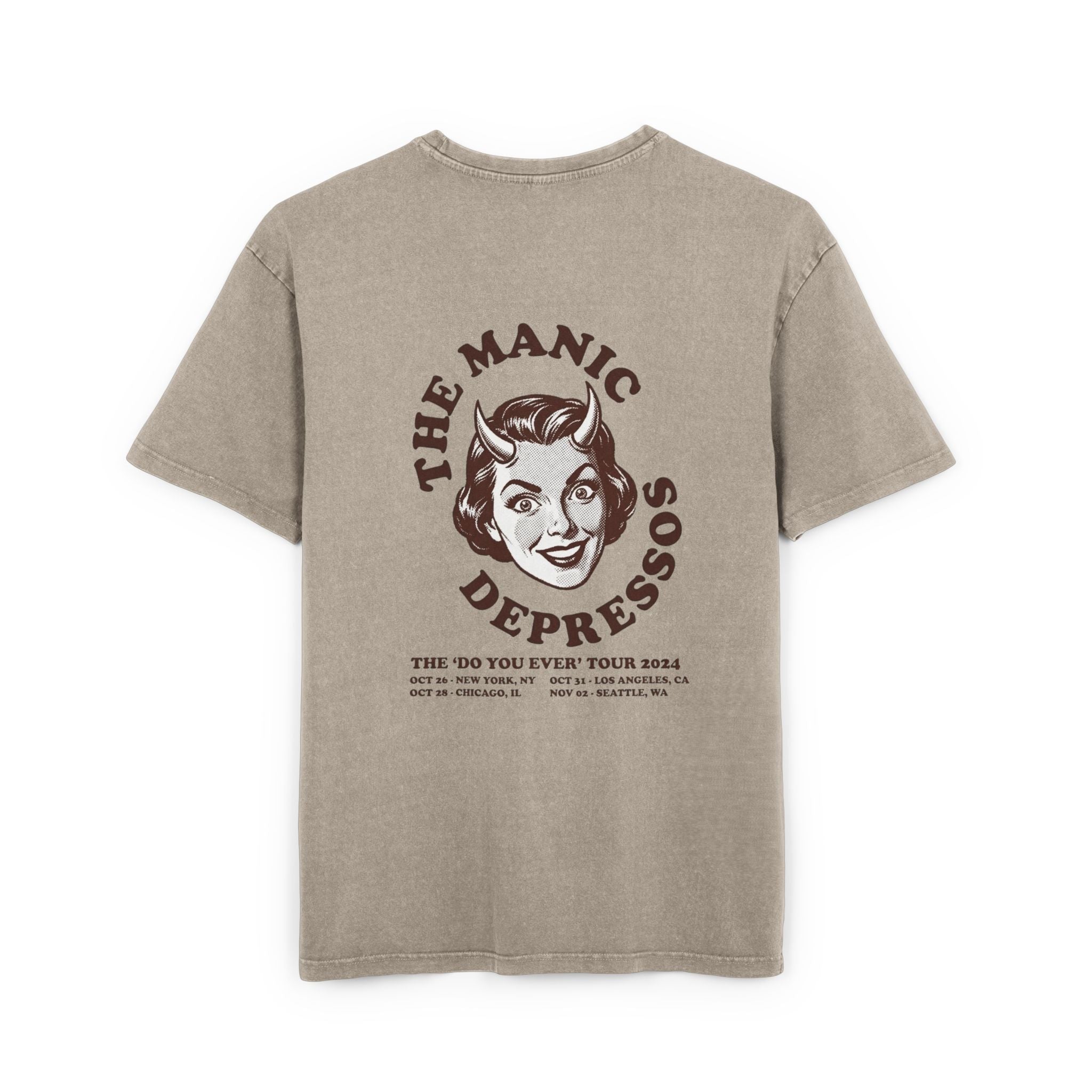 Vintage Band Tee — “The Manic Depressos” Acid-Wash Oversized T-Shirt