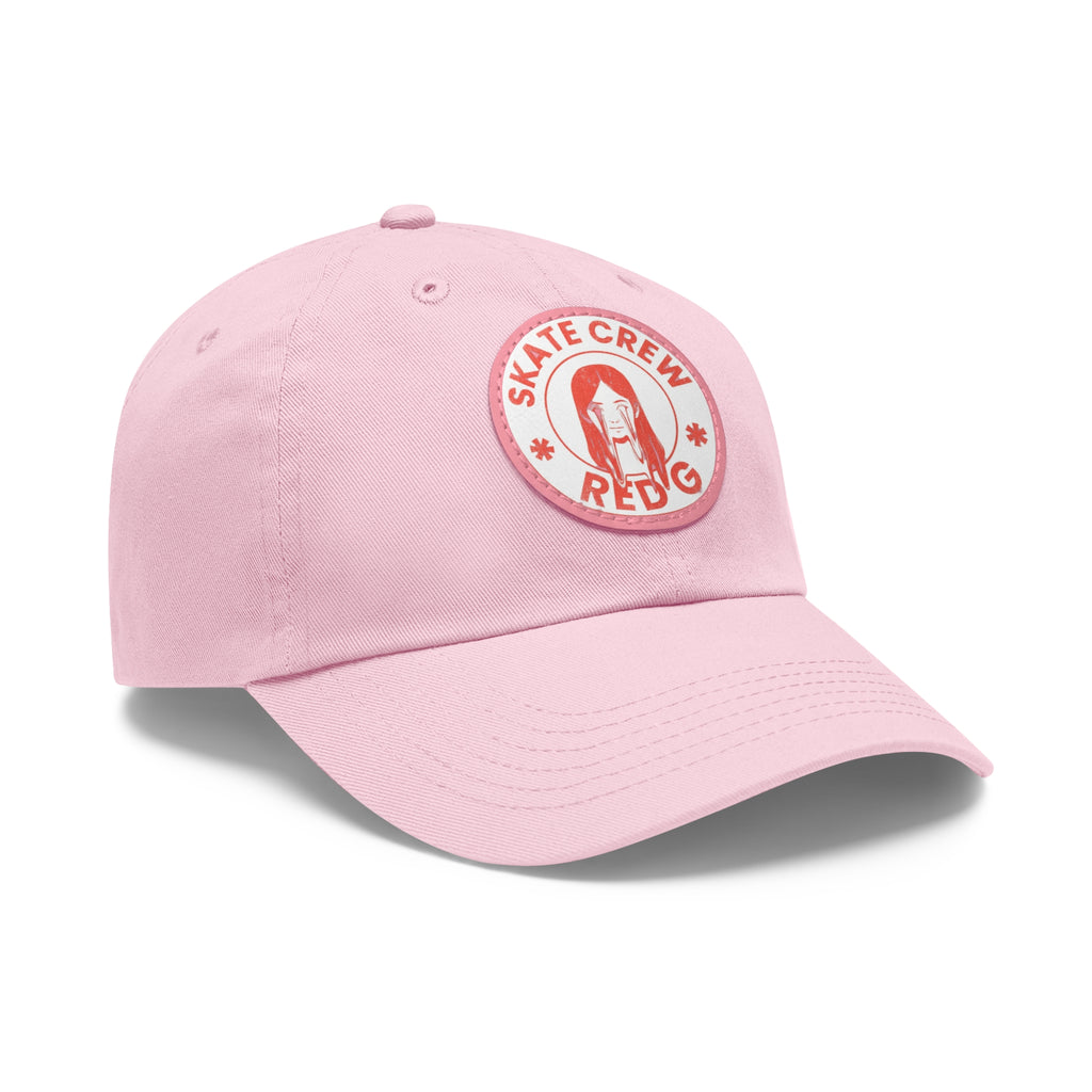 Red G Skate Crew — Pink Round Leather Patch Cap