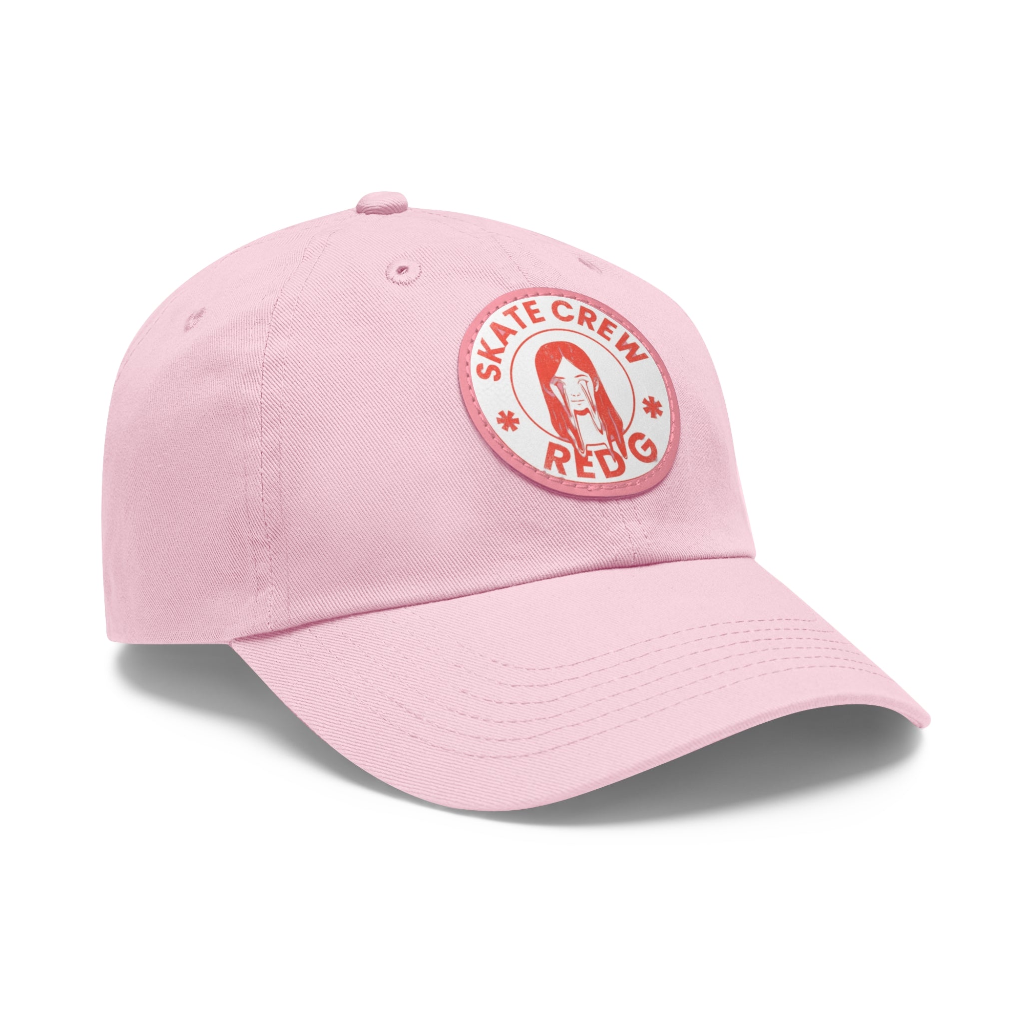 Red G Skate Crew — Pink Round Leather Patch Cap
