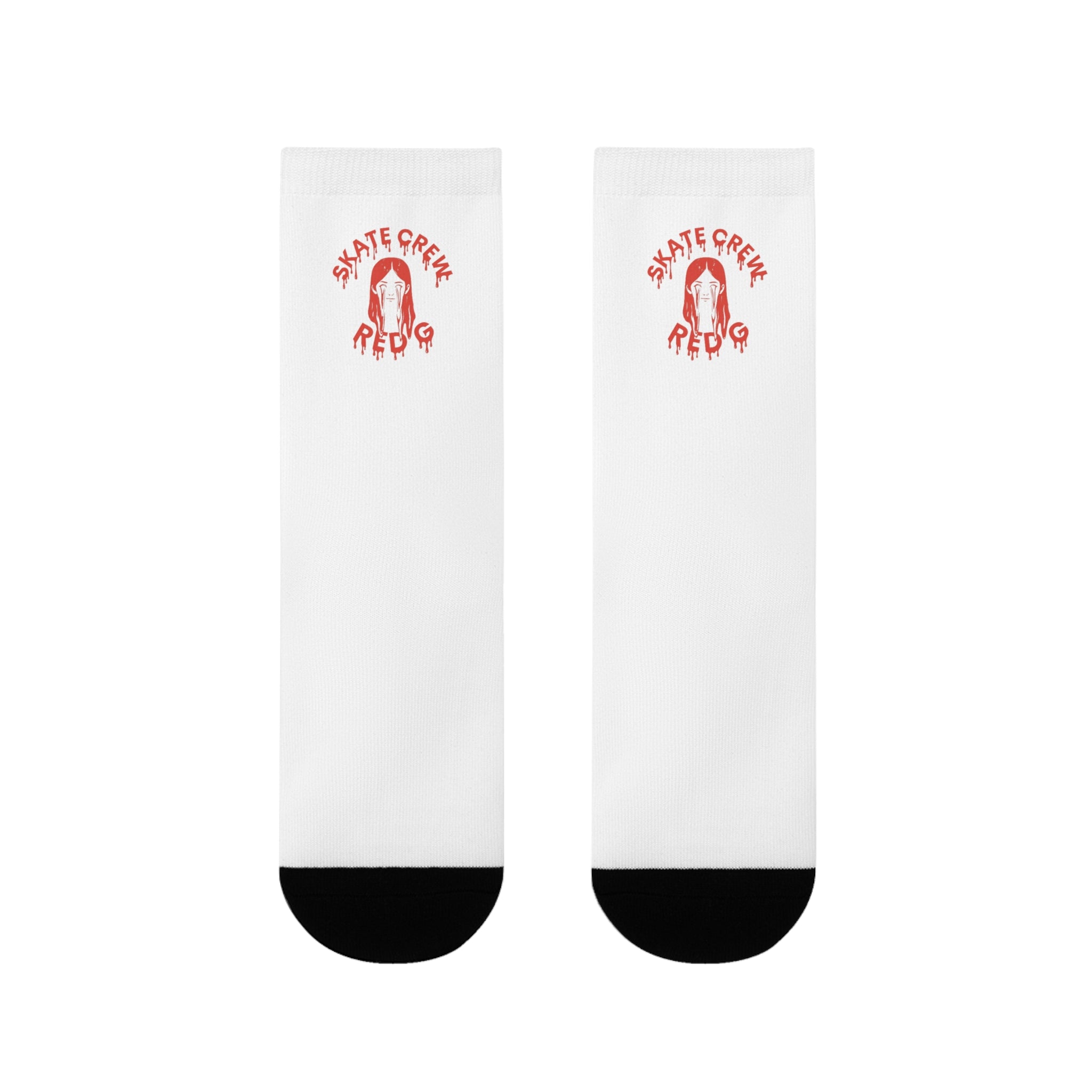 Red G Skate Crew White Socks
