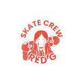 Red G Skate Crew Kiss-Cut Sticker — Retro Skateboard Graphic