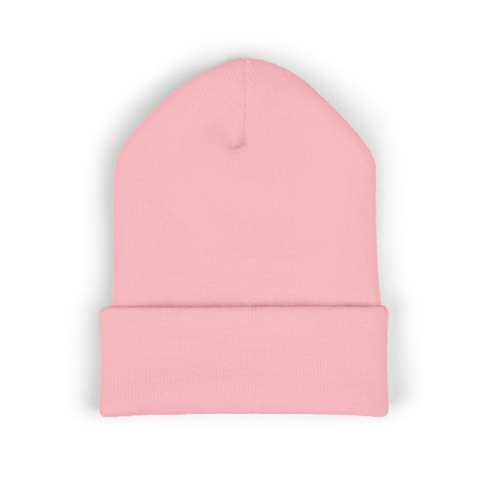 Glow Crew Embroidered Vintage Skull Cuffed Beanie — Baby Pink, White