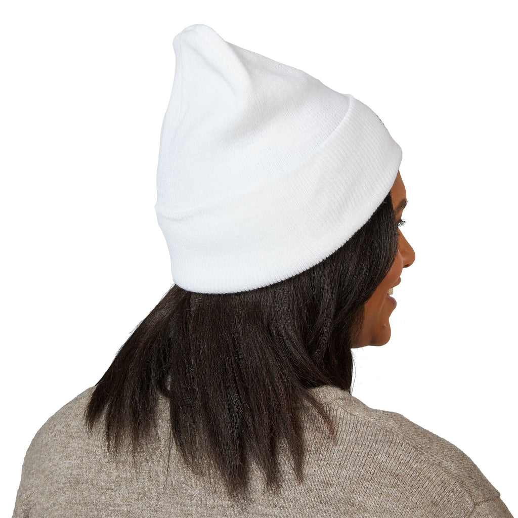 Glow Crew Embroidered Vintage Skull Cuffed Beanie — Baby Pink, White