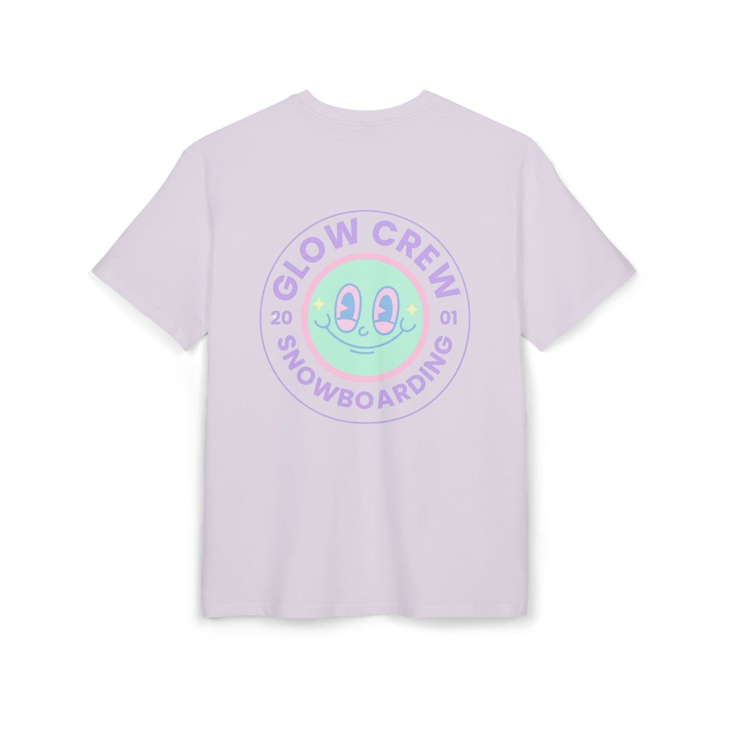 Glow Crew Snowboarding Tee — White Alien Smiley Graphic Shirt