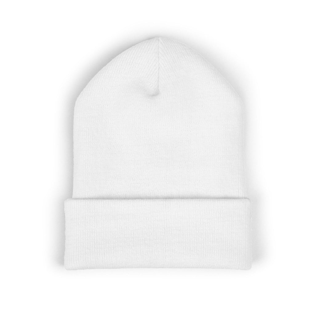 Glow Crew Embroidered Vintage Skull Cuffed Beanie — Baby Pink, White