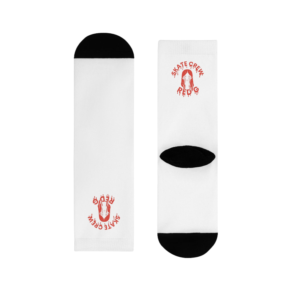 Red G Skate Crew White Socks