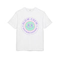 Glow Crew Snowboarding Tee — White Alien Smiley Graphic Shirt