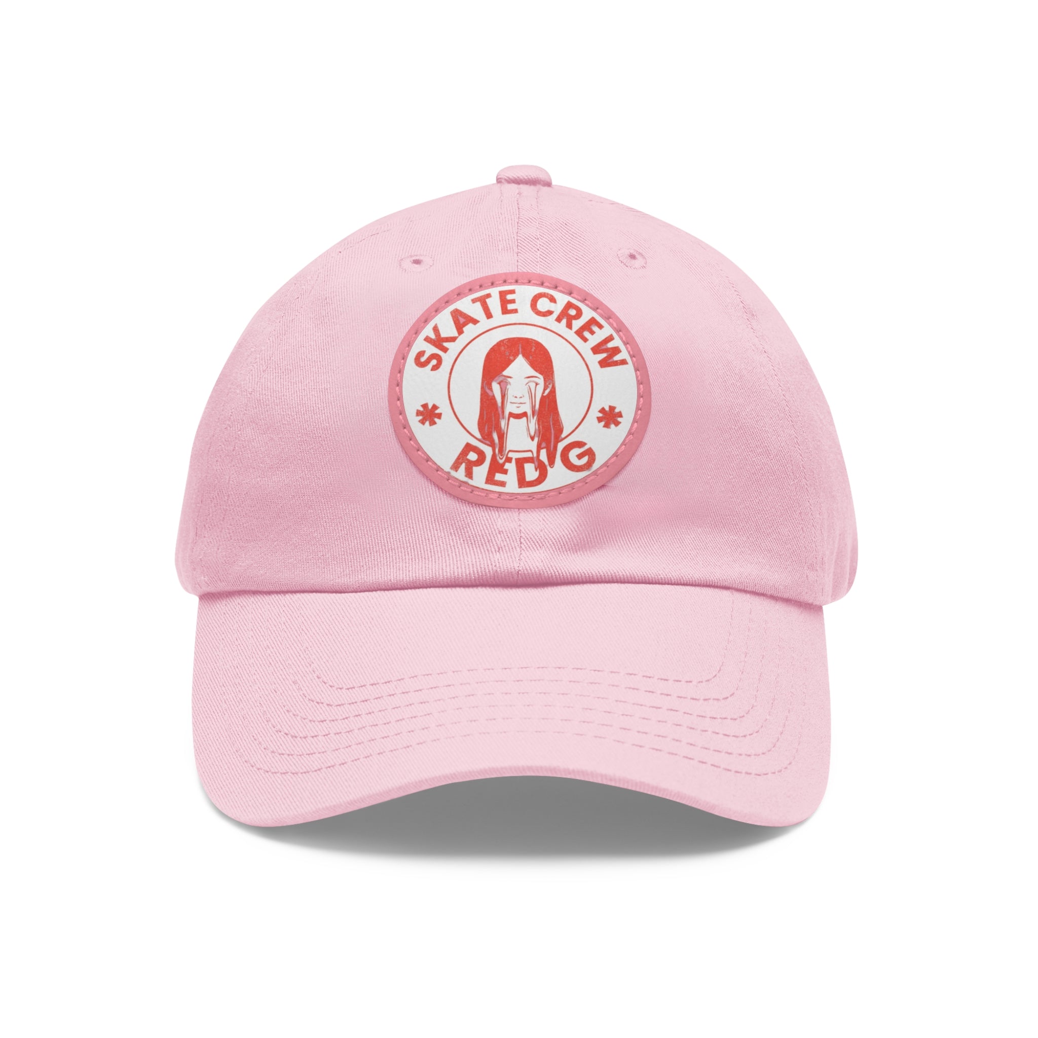 Red G Skate Crew — Pink Round Leather Patch Cap