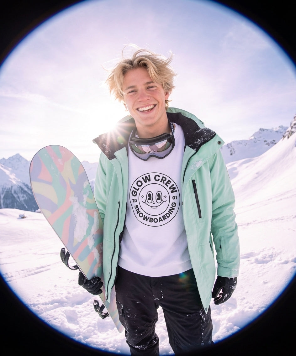 Glow Crew Snowboarding - Unisex Oversized White Sweatshirt